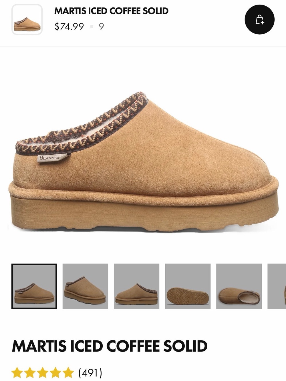 BearPaw Martis Slip-On Clog in Iced Coffee